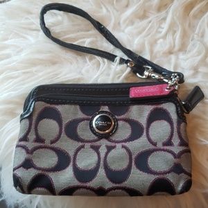 Black, Grey, Pink Coach Wristlet